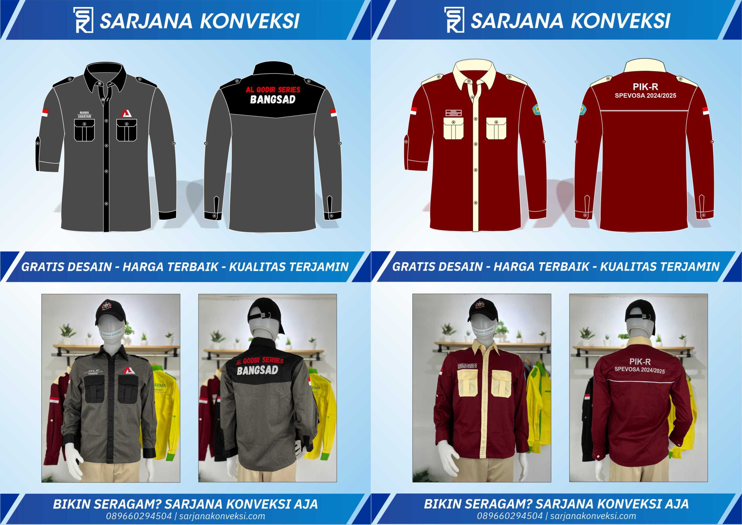 Desain Baju PDH Kombinasi Warna