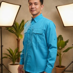 READY STOCK KEMEJA TACTICAL BIRU MUDA